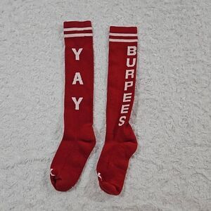 WOD HIIT workout Sox Box Womens Compression Socks Yay burpees red and white